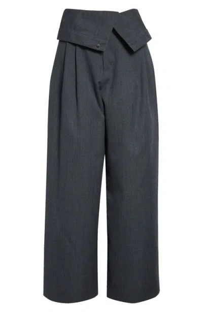 Jw Anderson Foldover Wool Trousers In Gray