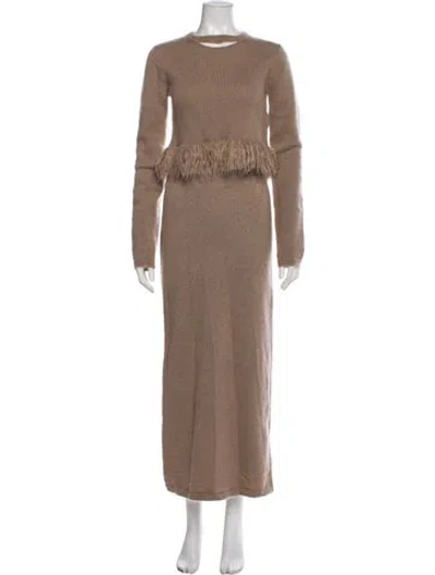 Pre-owned Jw Anderson Fringe Trim Accent Skirt Set In Neutral