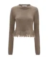 Jw Anderson Fringed-hem Cropped Jumper In Gray