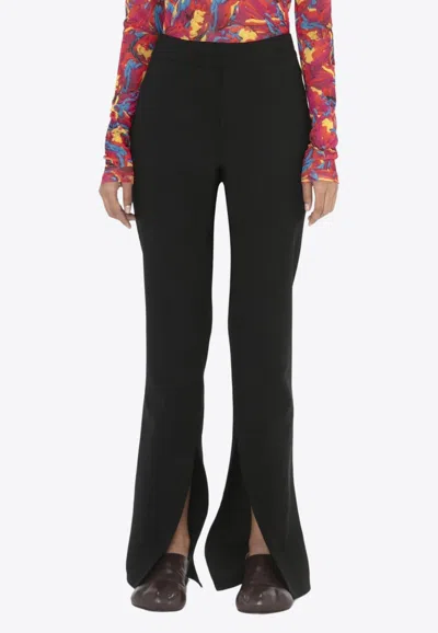 Jw Anderson Front-slit Straight Pants In Black