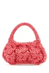 Jw Anderson Fuchsia Raffia Small Cable Handbag