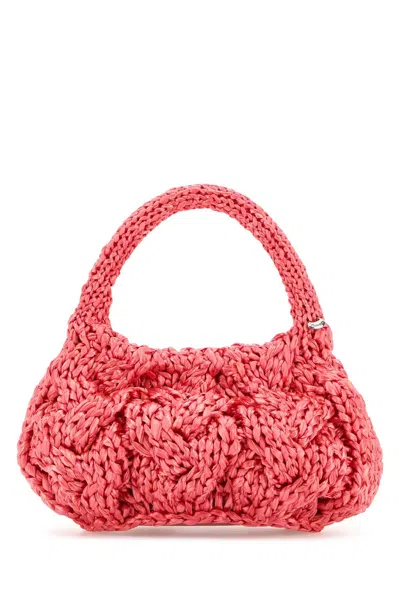 Jw Anderson Fuchsia Raffia Small Cable Handbag In Bubblegum
