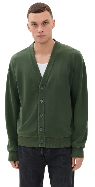JW ANDERSON GARMENT DYE V NECK CARDIGAN PINE