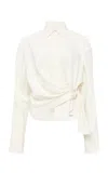 Jw Anderson Ivory Draped Twisted Shirt In Ivory