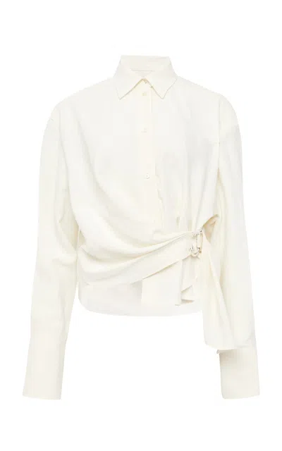 Jw Anderson Gathered Poplin Shirt In White