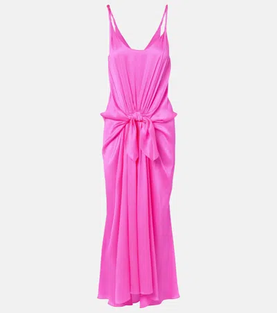 Jw Anderson Gathered Silk Maxi Dress In Pink