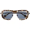Jw Anderson Geometric Double Frame Sunglasses In Medium Tortoiseshell