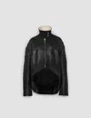 Jw Anderson High-neck Curved Leather Jacket In Black