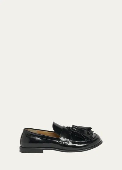 Jw Anderson Glossy Leather Tassel Loafers In Black