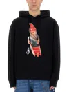 Jw Anderson Graphic Hooded Sweatshirt With Gnome Motif In Black