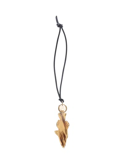 Jw Anderson Golden Fish Charm & Key Holder In Purple