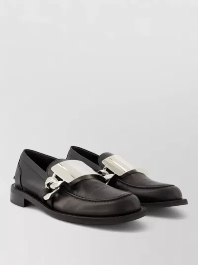 Jw Anderson Gourmet Leather Loafers Chunky Chain Detail In Black