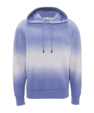 Jw Anderson Gradient Hoodie With Logo Embroidered In Purple