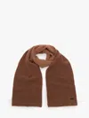 Jw Anderson Logo-plaque Knitted Scarf In Brown