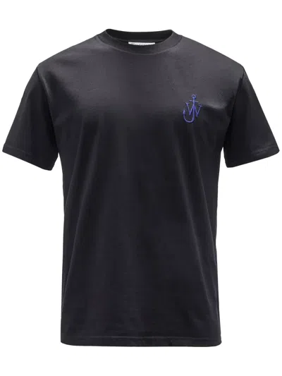 Jw Anderson Embroidered Anchor Back Print T-shirt In Black