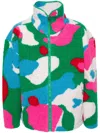 Jw Anderson Abstract-pattern Fleece-texture Jacket In Pink/multi