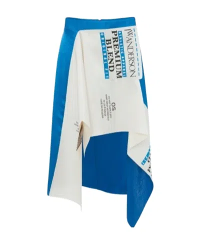 Jw Anderson Graphic-print Asymmetric Skirt In White
