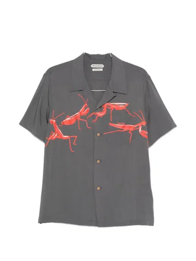 Jw Anderson Graphic-print Chest-pocket Shirt In Gray
