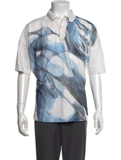 Pre-owned Jw Anderson Graphic Print Collar Polo Shirt In Blue
