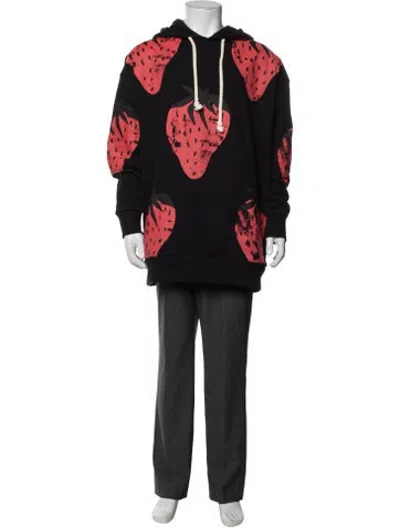 Pre-owned Jw Anderson Graphic Print Crew Neck Hoodie In Black