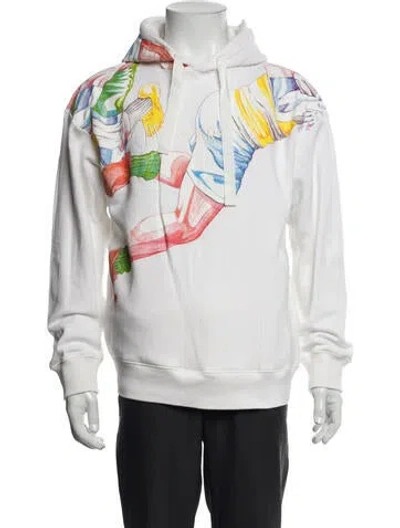 Pre-owned Jw Anderson Graphic Print Crew Neck Hoodie In White