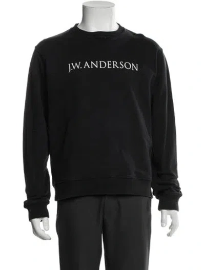 Pre-owned Jw Anderson Graphic Print Crew Neck Pullover In Black