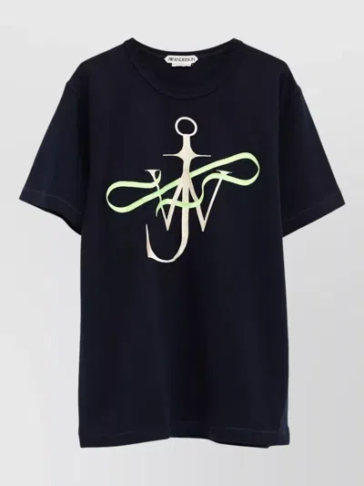 Jw Anderson Graphic Print Crew Neck Short Sleeve Top In Black