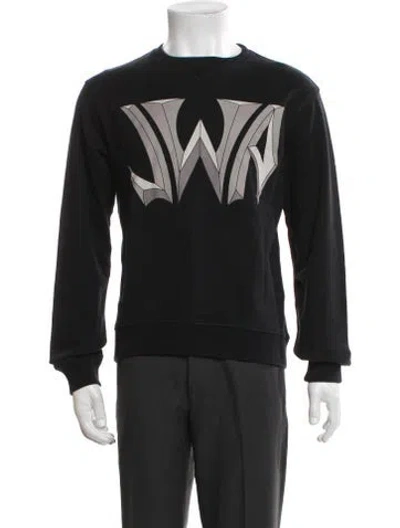 Pre-owned Jw Anderson Graphic Print Crew Neck Sweatshirt In Blue