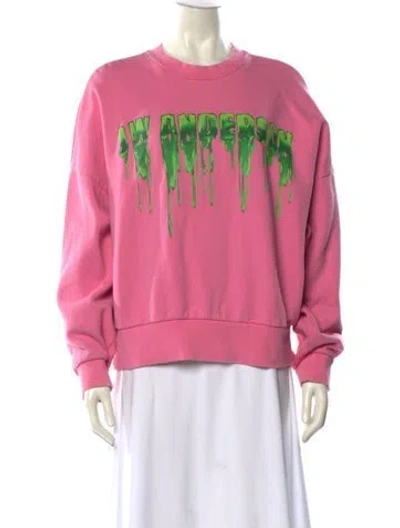 Pre-owned Jw Anderson Graphic Print Crew Neck Sweatshirt In Pink
