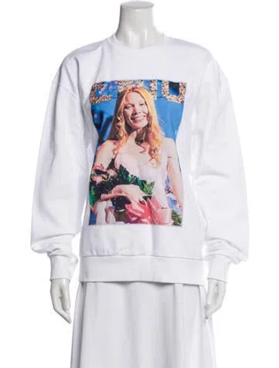 Pre-owned Jw Anderson Graphic Print Crew Neck Sweatshirt In White