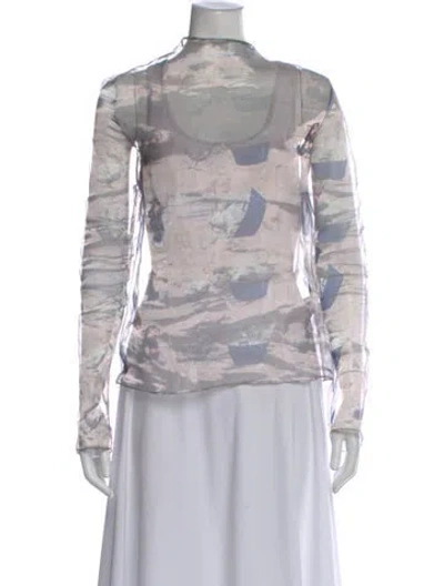 Pre-owned Jw Anderson Graphic Print Crew Neck Top In Neutral