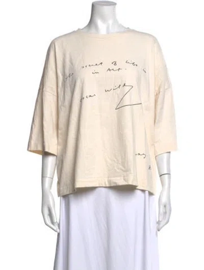 Pre-owned Jw Anderson Graphic Print Crew Neck T-shirt In Neutrals