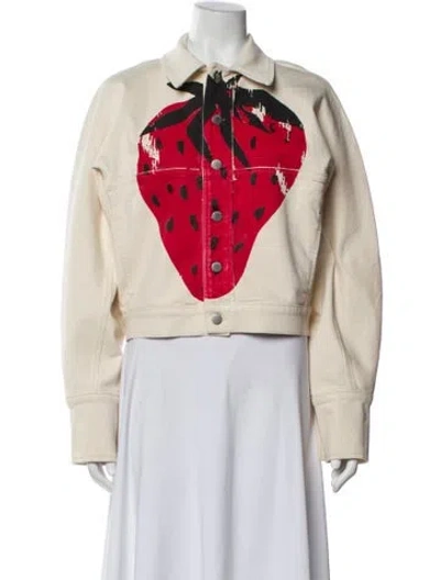 Pre-owned Jw Anderson Graphic Print Denim Jacket In Neutral