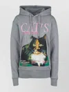 Jw Anderson Graphic Print Hooded Knitwear Drawstring In Gray
