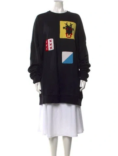 Pre-owned Jw Anderson Graphic Print Long Dress In Black