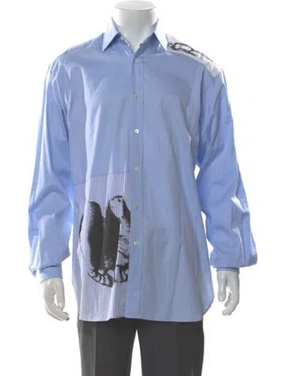 Pre-owned Jw Anderson Graphic Print Long Sleeve Shirt In Blue