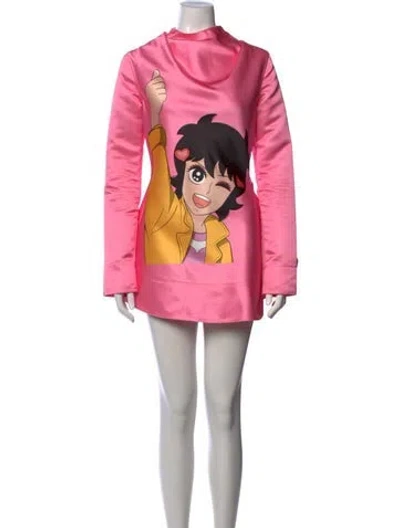Pre-owned Jw Anderson Graphic Print Mini Dress In Pink