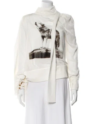 Pre-owned Jw Anderson Graphic Print Mock Neck Sweater W/ Tags In White