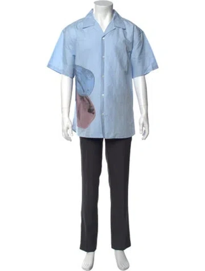 Pre-owned Jw Anderson Graphic Print Short Sleeve Shirt In Blue