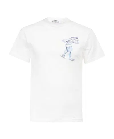Jw Anderson Graphic-print Short-sleeved T-shirt In Bianco