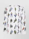 Jw Anderson People Print Waffle Knit Cotton Henley Top