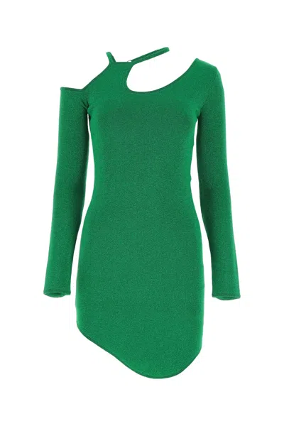 Jw Anderson Grass Green Stretch Viscose Blend Mini Dress In 540