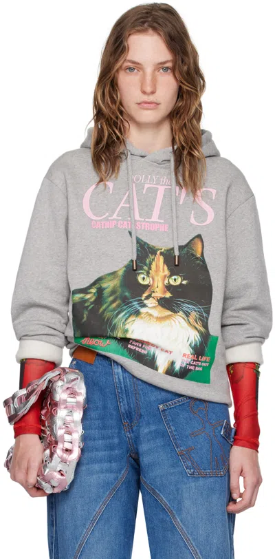 JW ANDERSON GRAY 'CAT' HOODIE