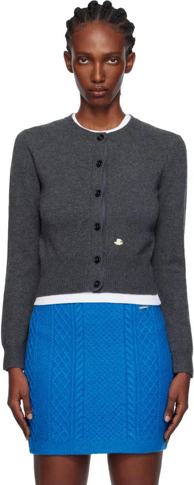 Jw Anderson Gray Contrast Embroidery Cardigan