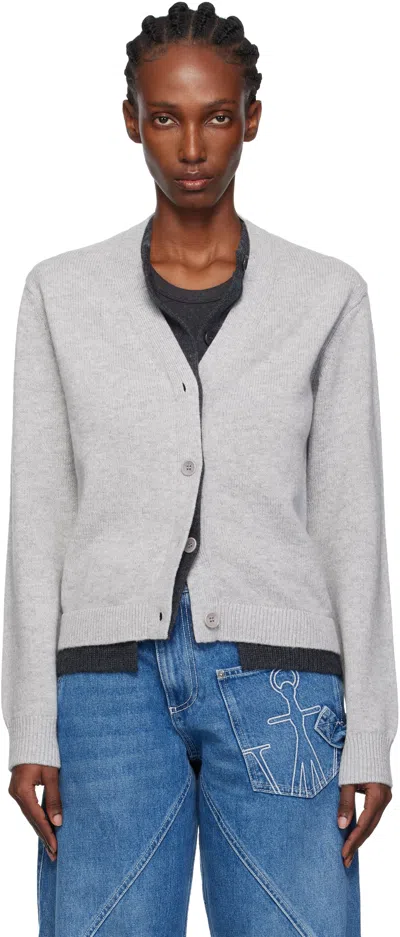 Jw Anderson Gray Contrast Layered Cardigan