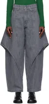 Jw Anderson Cropped Sculptural Jeans Light Grey In Gray