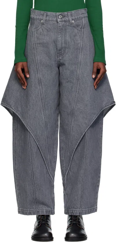 JW ANDERSON GRAY CROPPED SCULPTURAL JEANS