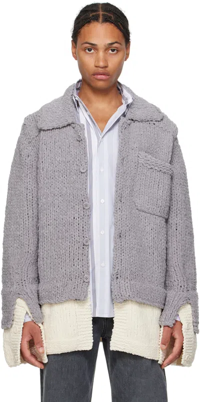 Jw Anderson Gray Drop Shoulder Cardigan In 906 Light Grey