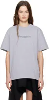 Jw Anderson Gray Flocked Logo T-shirt In 907 Grey Melange
