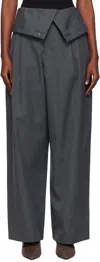 Jw Anderson J. W. Anderson Fold-over Design Grey Wool Trousers In Gray